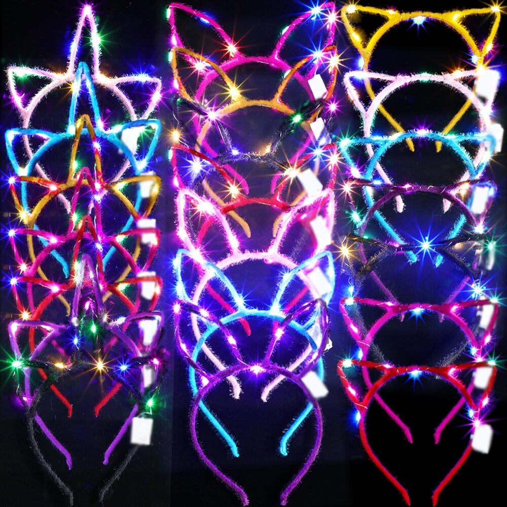 1411 42 Pcs LED Halloween Glow in the Dark Headband Set, 14 Unicorn Style